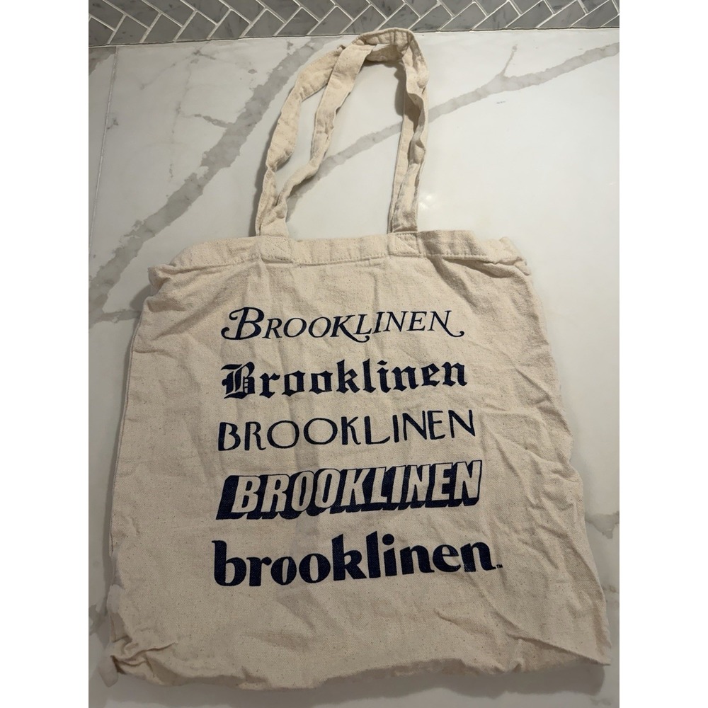 Brooklinen Eco Tote Bag Canvas Fabric Shoulder Bag Sheet Storage Fonts